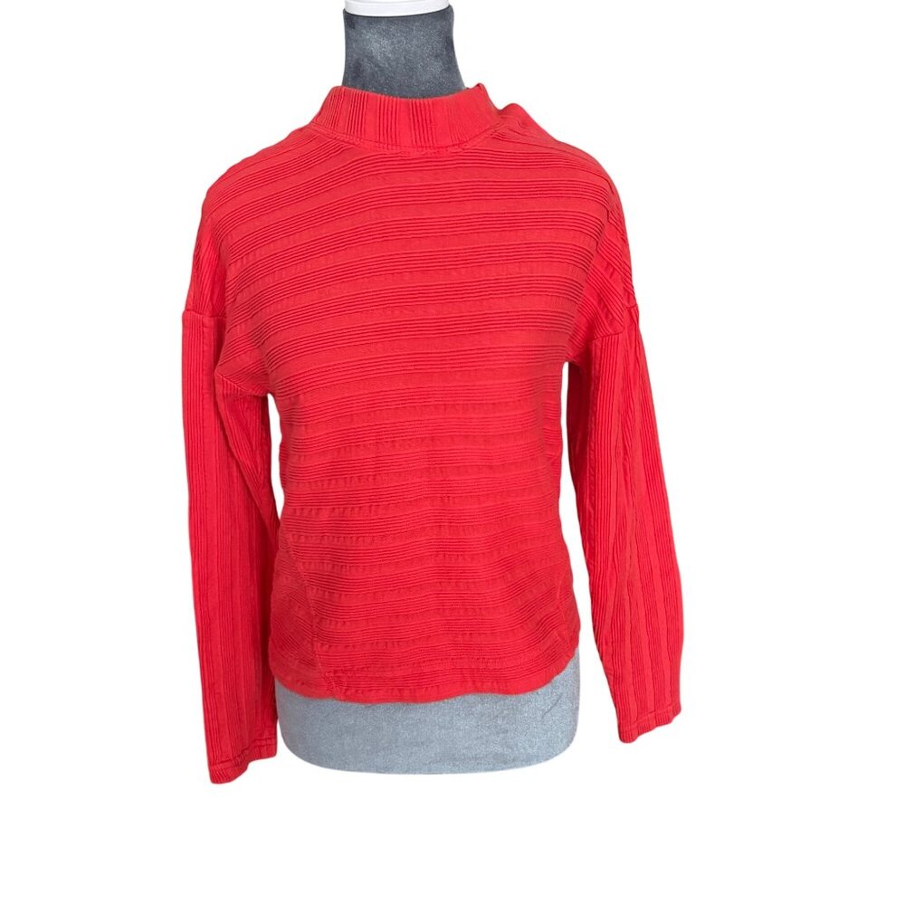 Maeve By Anthropologie Textured Button-Detail Mock Neck Sweater Small 100% Cotto